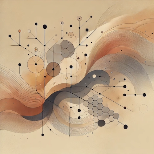 Réseau abstrait de lignes, de vagues et de points de connexion – symbolise une répartition claire des rôles et une collaboration sécurisée.
