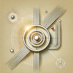 Symbole abstrait avec lignes et cercles – représentant la recherche ciblée et la récupération rapide de contenu.