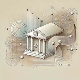 Image symbolique d’un bâtiment bancaire classique avec des éléments numériques – symbole de paiements sûrs et transparents.